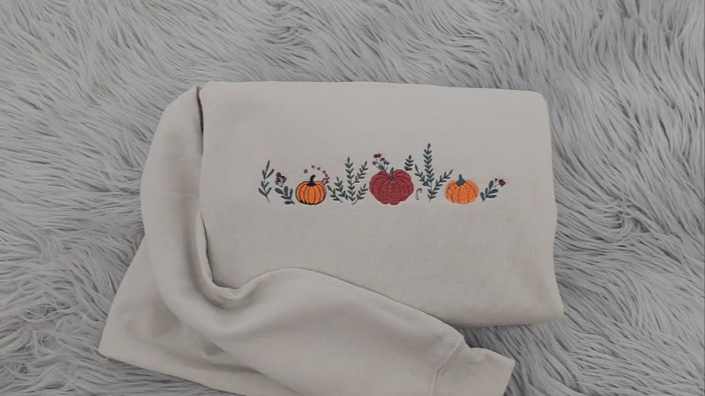 Enchanted Fall Pumpkins Embroidered Crewneck - Pumpkin Patch Crewneck - Autumn Style- Pumpkin Forest - T-Shirt - Sweatshirt - Hoodie