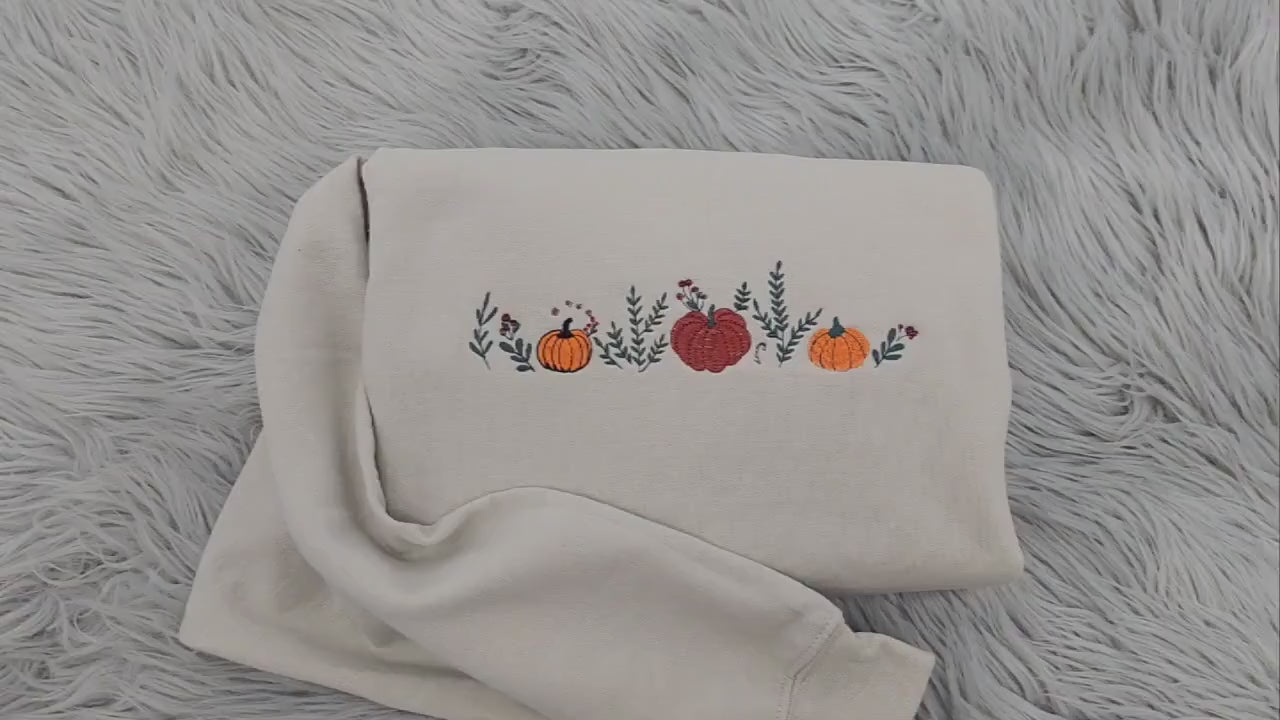 Enchanted Fall Pumpkins Embroidered Crewneck - Pumpkin Patch Crewneck - Autumn Style- Pumpkin Forest - T-Shirt - Sweatshirt - Hoodie