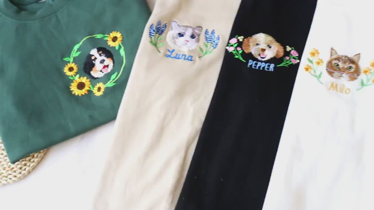 Embroidered custom pet sportswear, custom embroidered dog sportswear, unisex round neck, hoodie, unisex T-shirt, pet lover gift