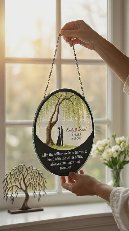 9th Anniversary Willow Tree Gift, 9 Year Anniversary Willow Glass Suncatcher, Willow Tree 9 Year,Anniversary Gifts,Anniversary,Couples Gifts a7156871-cb9c-4c86-b46f-519f793feb94-PSL1753928045798158.mp4