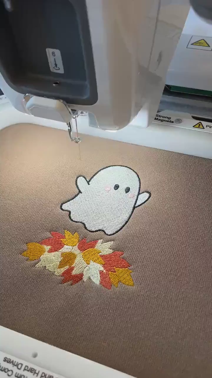 Embroidered Fall Ghost Sweatshirt, Autumn Cozy Season Sweatshirt, Pumpkin, Embroidered Mushroom Sweater, Halloween Sweatshirt, Fall Apparel