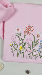 Wildflower Botany Oversized Embroidered Sweatshirt | Floral Embroidered Sweatshirt | Sweater | Crew Neck Sweatshirt
