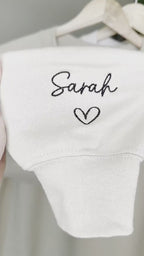 Embroidered Custom Bridesmaid/Groom Neckline Sweatshirt/Hoodie, Name on Sleeve, Personalized Bachelorette Gift, Maid of Honor, Bride To Be
