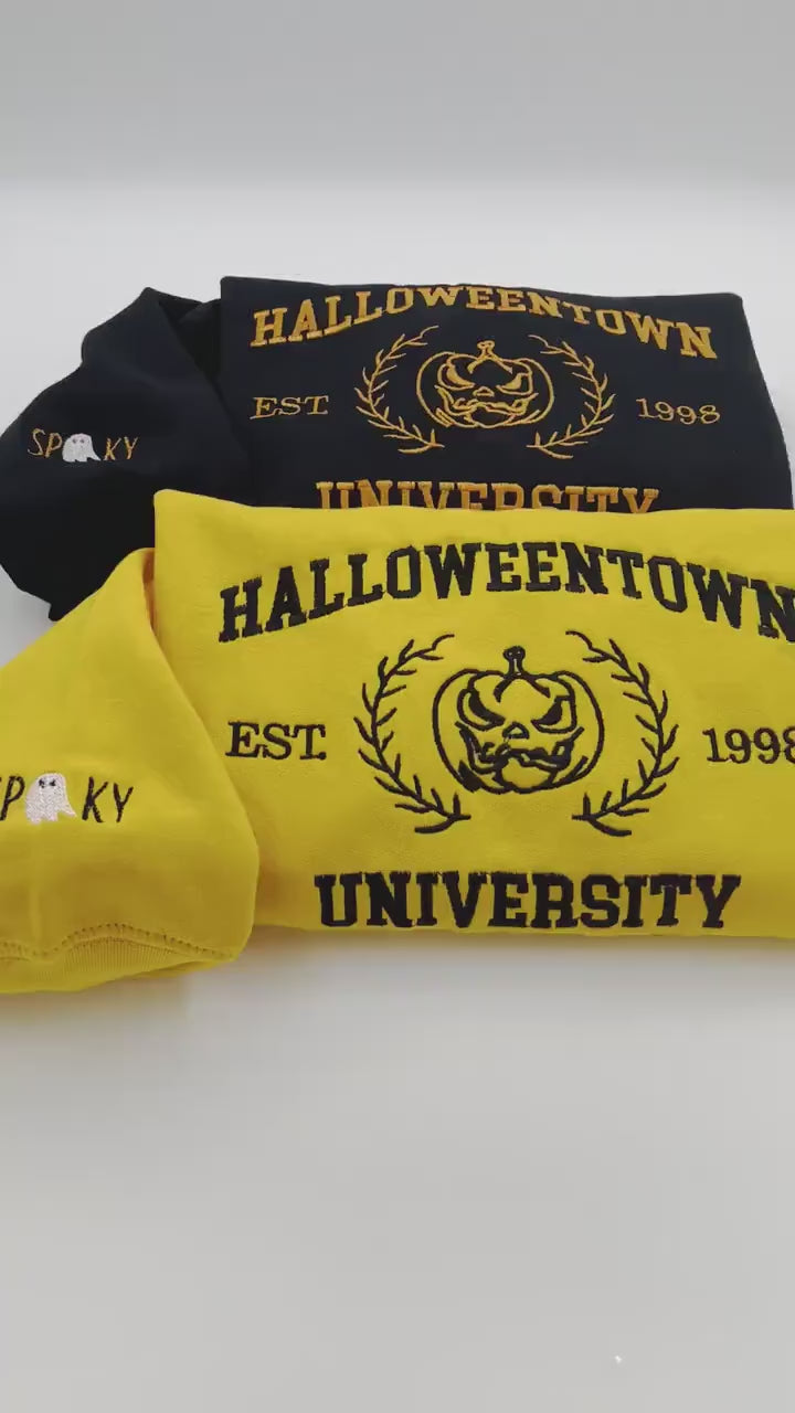 Embroidered Halloween embroidery sweatshirt/Halloweentown sweatshirt, sleeve spooky, ghost, Y2K Style Embroidered Crewneck| Pumpkin Shirt