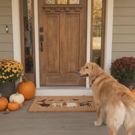 Halloween Golden Dog Doormat, Golden Dog Coir Welcome Mat, Fall Front Porch Decor, Funny Fall Porch Decor, Dog Lover Gift 43def17d-ee86-4aab-b82b-99ec89c03a0d-CRL1788507878600855.mp4