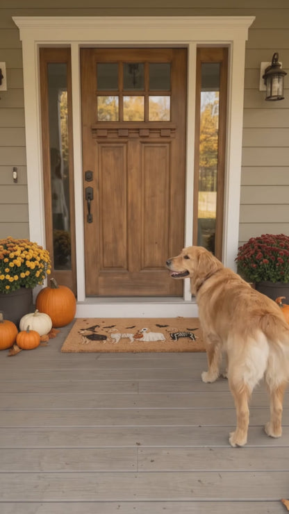 Halloween Golden Dog Doormat, Golden Dog Coir Welcome Mat, Fall Front Porch Decor, Funny Fall Porch Decor, Dog Lover Gift 43def17d-ee86-4aab-b82b-99ec89c03a0d-CRL1788507878600855.mp4