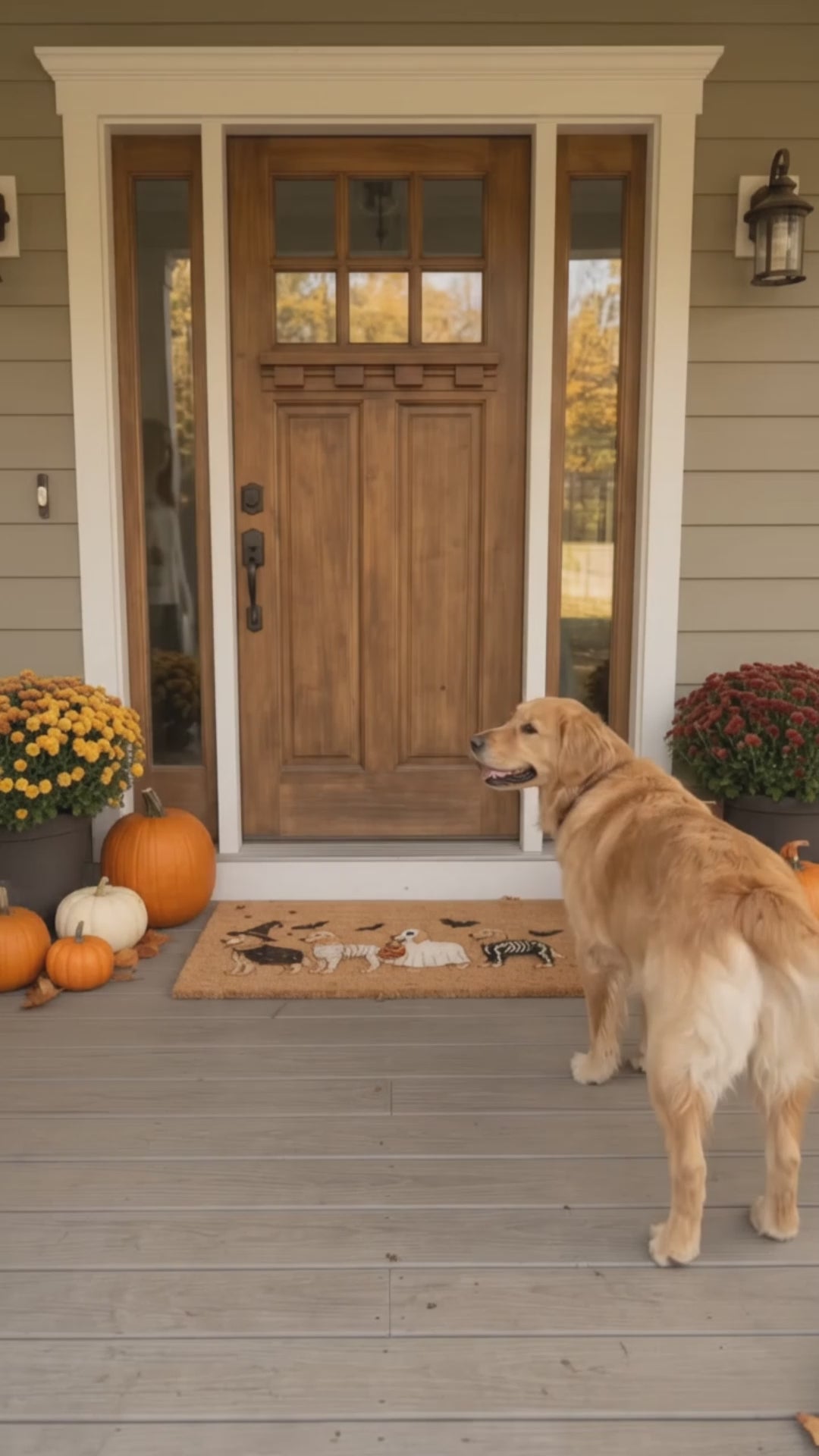 Halloween Golden Dog Doormat, Golden Dog Coir Welcome Mat, Fall Front Porch Decor, Funny Fall Porch Decor, Dog Lover Gift 43def17d-ee86-4aab-b82b-99ec89c03a0d-CRL1788507878600855.mp4