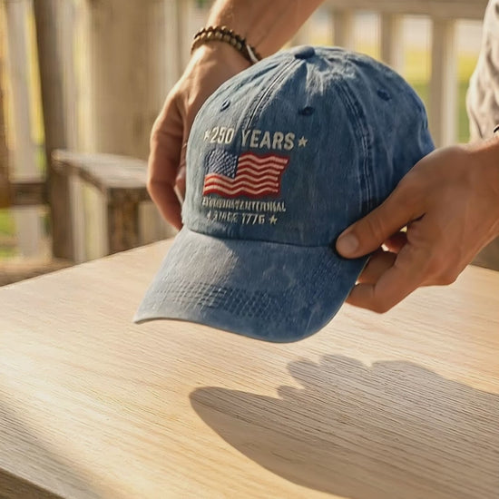 250th Anniversary Vintage Washed Cap American Independence 1776 2026 Patriotic 4th Of July be47992b-fbec-487f-9a49-43e196a779f6-CRL1768189606662703.mp4