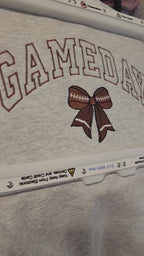 Football Bow Game Day Embroidered Crewneck, Football Mom Game Day Sweatshirt, Embroidered Sweatshirt, Football Bow hoodie Embroidery