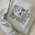 Let s Get Spooky Halloween Sweatshirt Cozy Embroidered Spider Web and Pumpkin Inspired Fall Pullover, Cute Spooky Season Sweater for Women & Men