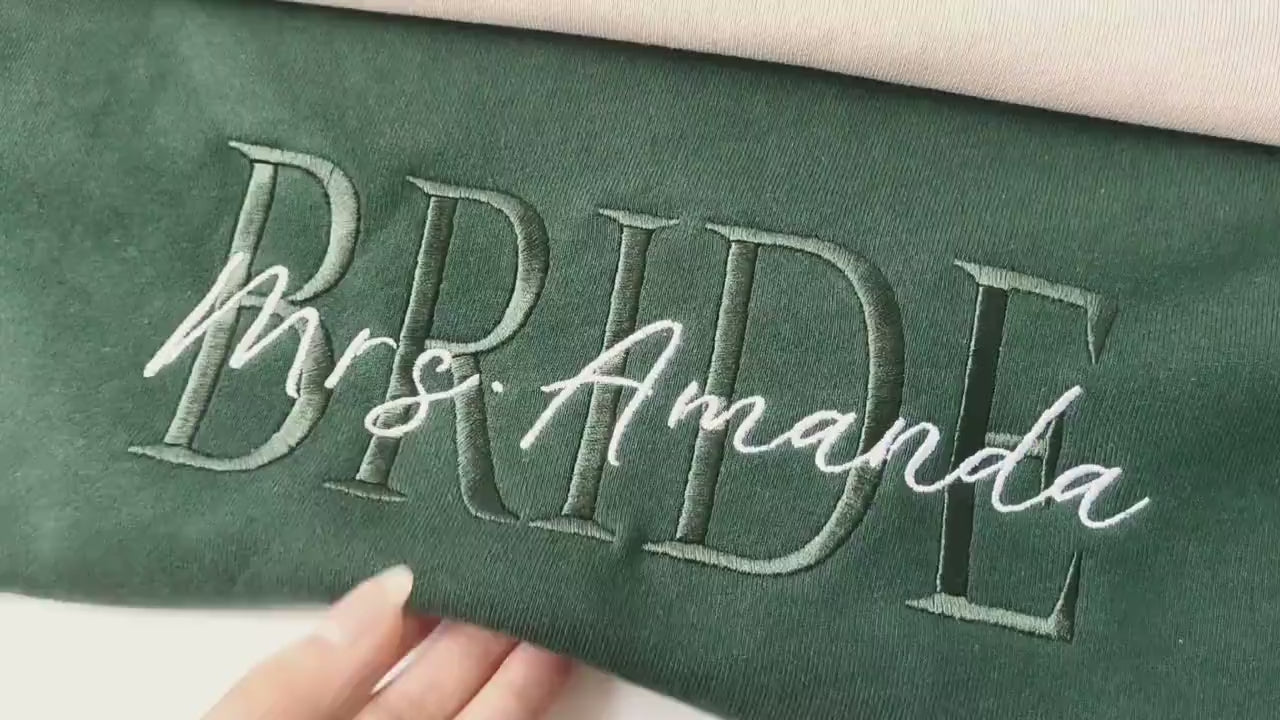 Personalized Embroidered Bride Sweatshirt, Custom Last Name Sweatshirt, Engagement Sweatshirt, Engagement Sweatshirt, Couple Gift for Friend