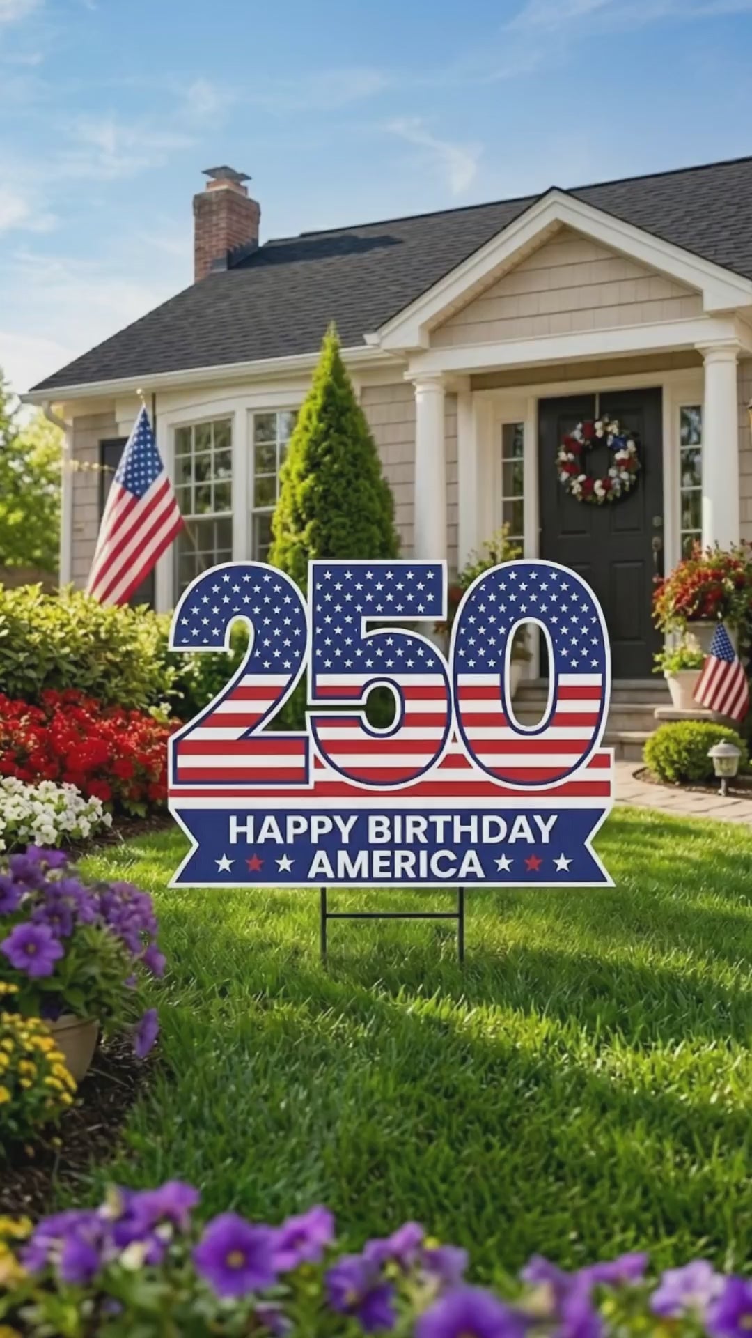 America 250 Year Yard Sign Happy Birthday America Lawn Display Weatherproof Coroplast Sign Metal H Stake Included Patriotic Yard Decor f9cfbe94-3253-4a26-a7a4-b006b9726278-CRL1781511146537514-converted.mp4