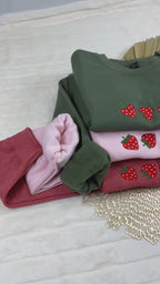 Strawberry Embroidered Sweatshirt, Gardener Gifts, Embroidery Fruit Hoodie, Strawberry Lover Gift, Strawberry Crewneck, Berry Embroidery