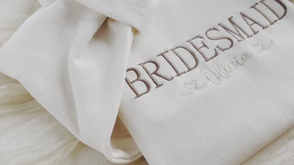 Embroidered Bridesmaid Sweatshirt, Maid of Honor Gifts, Bridal Party Gifts, Bachelorette Party Sweatshirt, Embroidered Sleeve