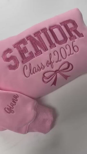Embroidered Senior Sweatshirt, Custom Grad Gift, Class of 2026 Embroidered Hoodie, Uni Graduation Gifts For Her, Personalized Senior Gift