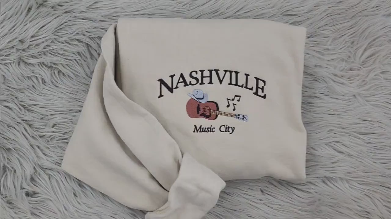 Nashville Embroidered Crewneck - Music City Sweatshirt - Nashville Tennessee - County Music Crewneck - T-shirt - Sweatshirt - Hoodie
