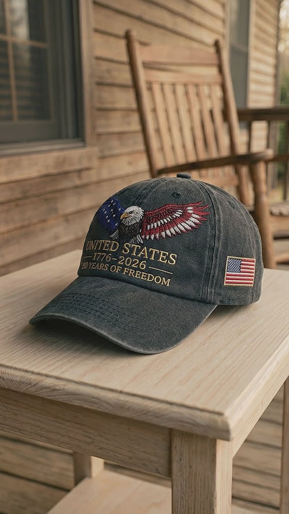 Patriotic Eagle Embroidered Hat United States 250th Anniversary 1776 2026 Vintage Washed Usa Dad Cap For Men Women 73165166-2849-46ee-adf4-ae26877478ed-CRL1764218428980844.mp4