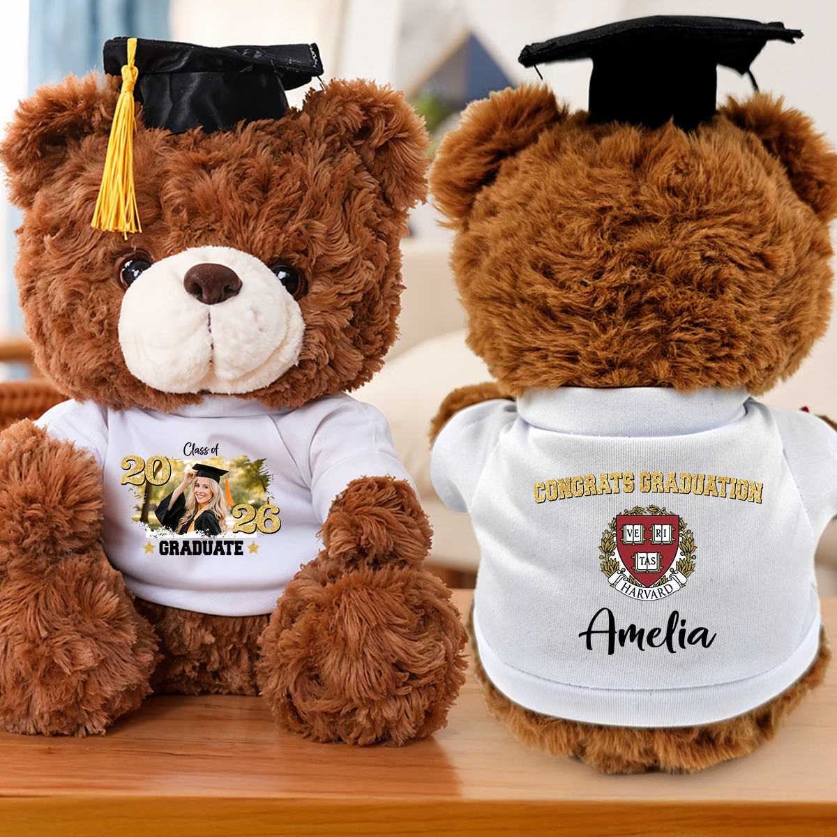 Personalized Graduation Teddy Bear Class Of 2026 Glitter