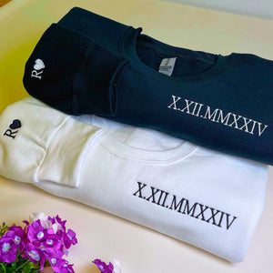 Personalized Roman Numeral Date and Initial Perfect for Couple's Anniversary Embroidered Shirt romanhoodie2_5000x_31101911-1f57-48ea-9f8b-b47be848f23c.jpg