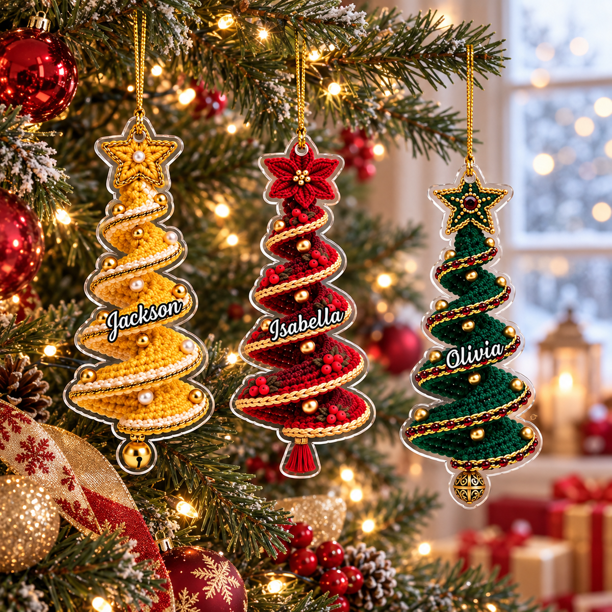 Personalized Crochet-Style Christmas Tree Ornament