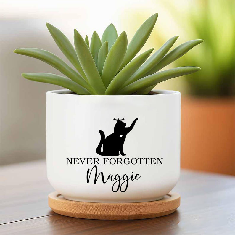 Memorial planter, Cat memorial gift, Remembrance gift, pet memorial gift, loss of pet, loss of cat, custom flower pot, Never Forgotten sgdsgdfhfdh.jpg