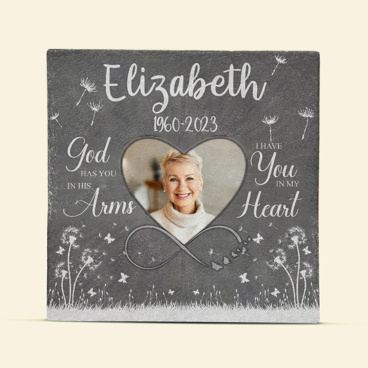 Custom Engraved Headstones - God Has You In His Arms - In Memory Stone Garden - Grave Stone Plaques squareshape_2.jpg