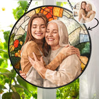 Custom Photo Portrait Couple Family - Personalized Stained Glass Window Hanging Suncatcher