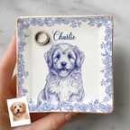 Custom Photo Dog Cat Toile De Jouy Style Jewelry Dish