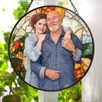 Custom Photo Portrait Couple Family - Personalized Stained Glass Window Hanging Suncatcher