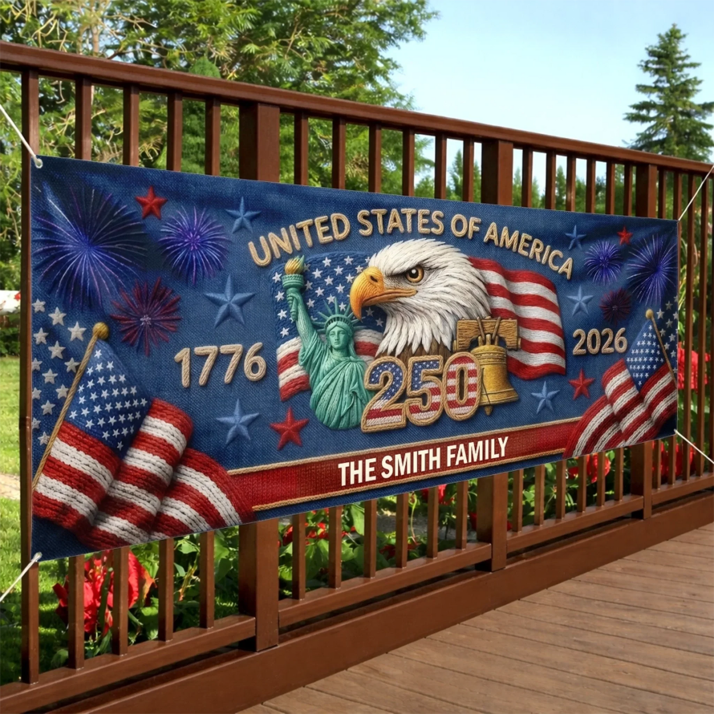 Custom Polyester Outdoor Banner - Personalized America 250th Anniversary