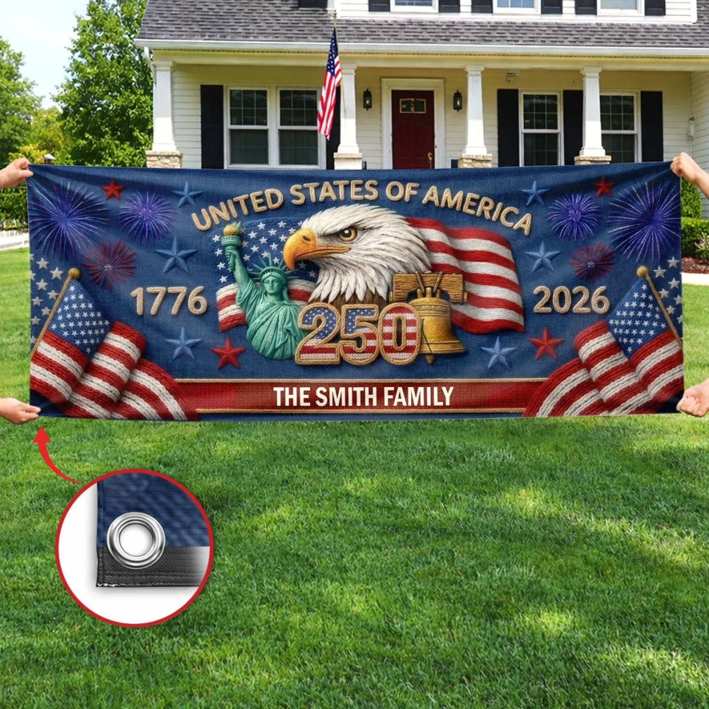 Custom Polyester Outdoor Banner - Personalized America 250th Anniversary