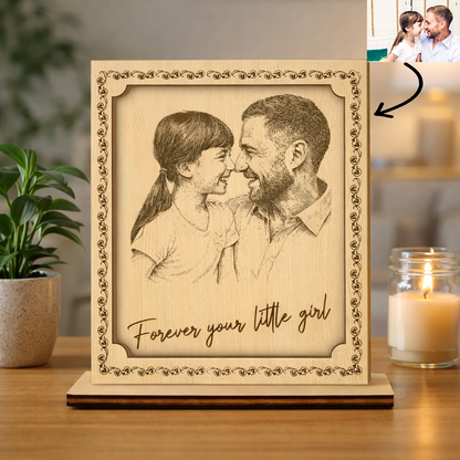 Pencil Sketch Everything I Am Is Because Of You - Custom Photo Wooden Plaque