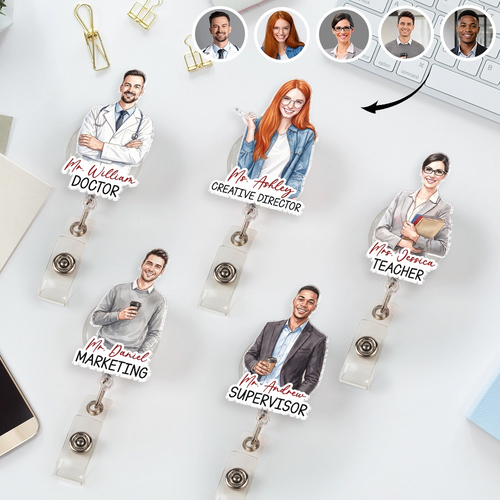 Character Portrait - Personalized Acrylic Badge Reel