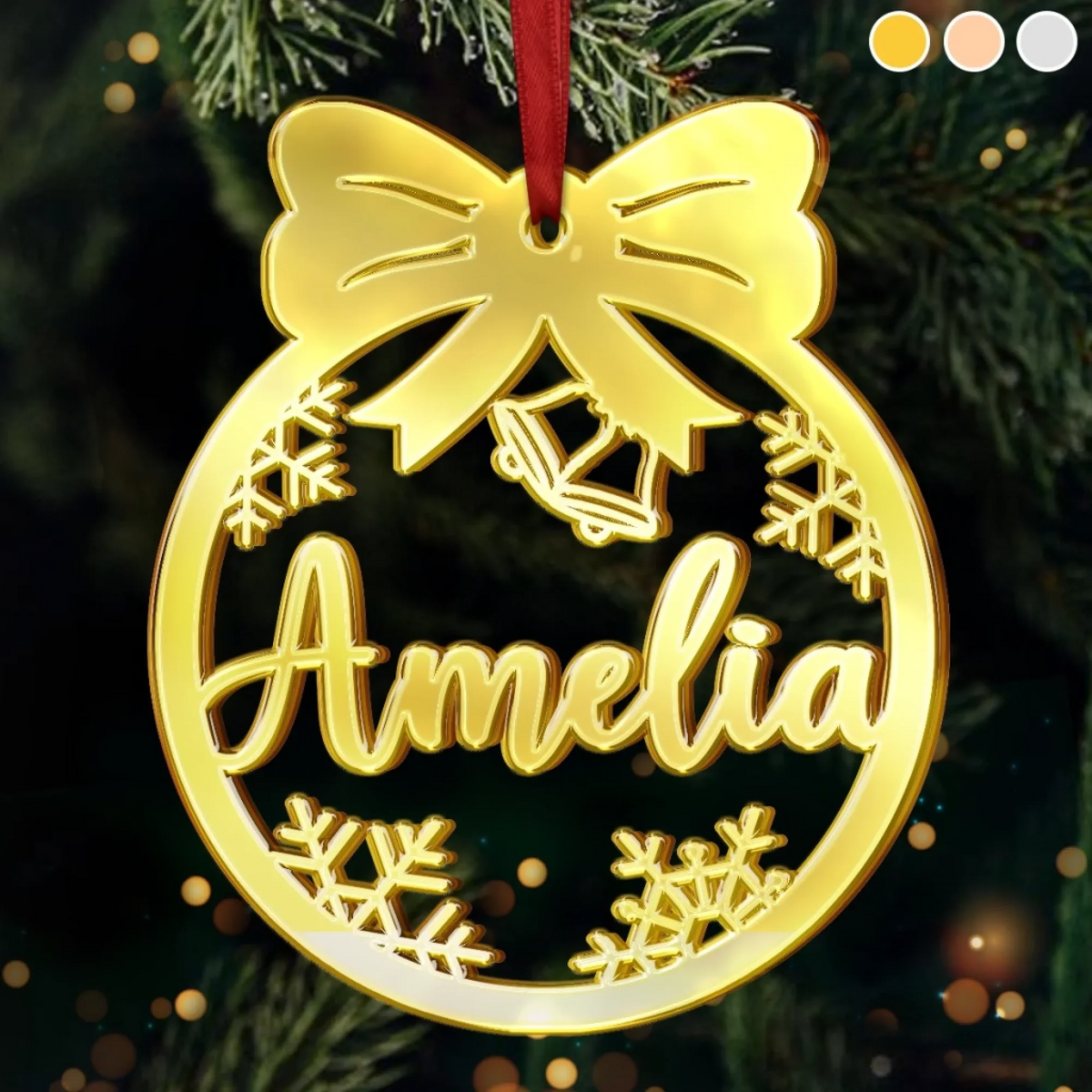 Custom Mirrored Acrylic Ornament - Personalized Christmas Birthday Gifts For Mom, Dad, Kids - Sparkle Season
