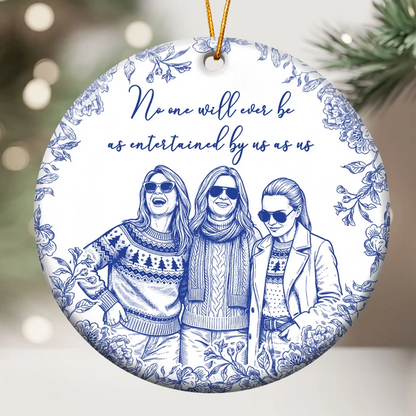 Friendship Sketch Line Art Christmas Gifts For Friends, Sisters - Personalized Ornament