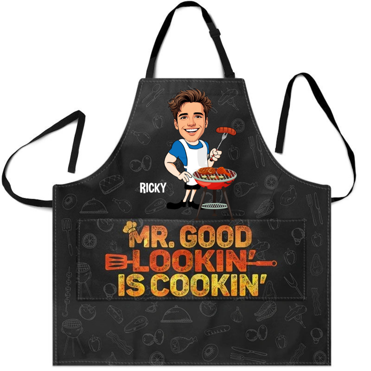Custom Photo Mr. Good Lookin' Is Cookin' - Personalized Apron