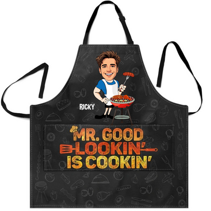 Custom Photo Mr. Good Lookin' Is Cookin' - Personalized Apron