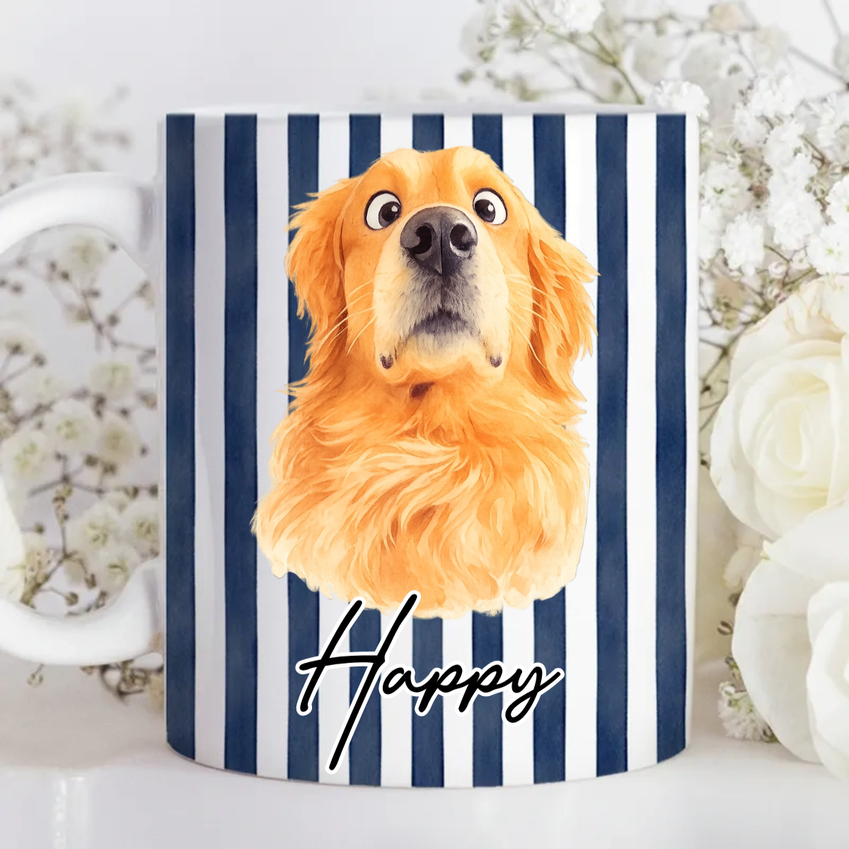Custom Watercolor Pet Portrait- Personalized Mug - Gift For Dog Cat Lovers