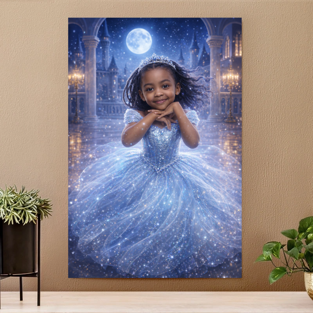 Personalized Princess Portrait Custom Fairy Tale Girl Poster Canvas