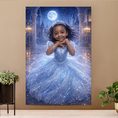 Personalized Princess Portrait Custom Fairy Tale Girl Poster Canvas