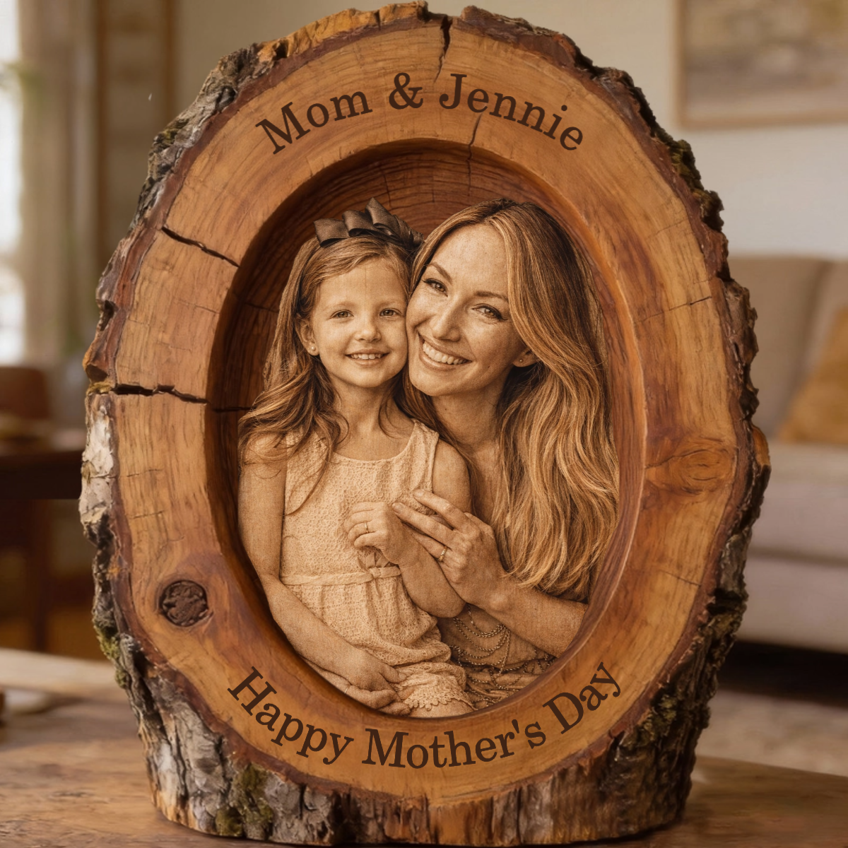 Personalized Wood Slice Photo - Picture Frame