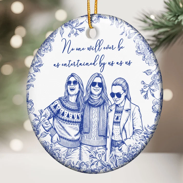 Friendship Sketch Line Art Christmas Gifts For Friends, Sisters - Personalized Ornament