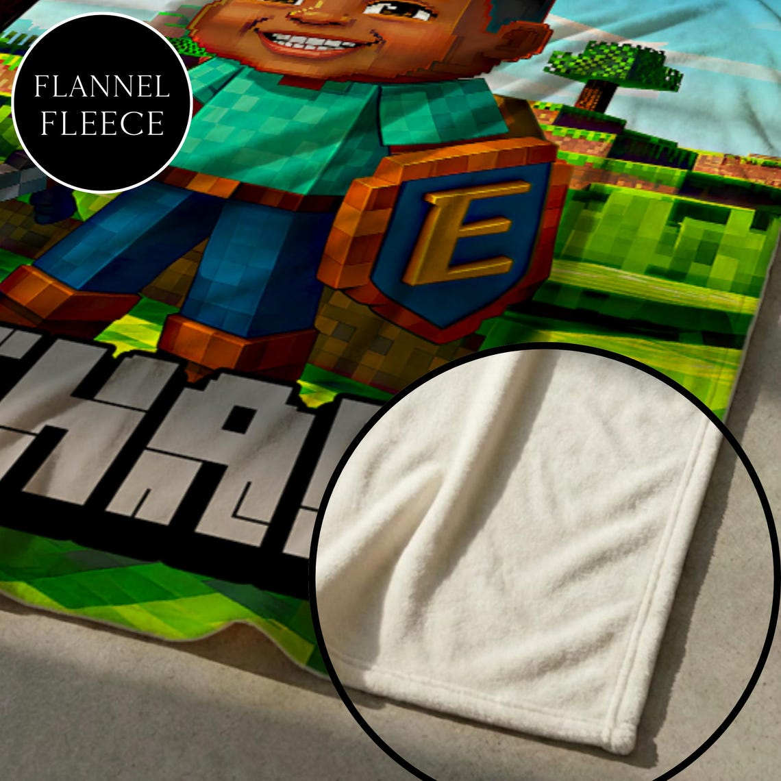 Personalized Pixel Blanket, Custom Photo Pixel Character Blanket For Kids