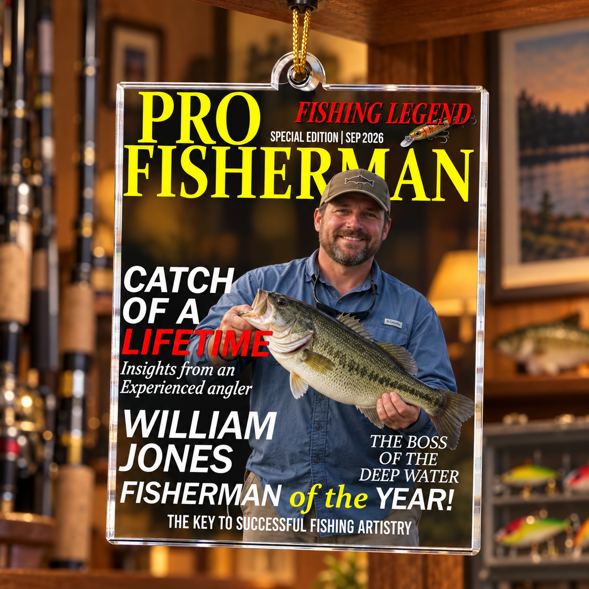 Fisherman Of The Year! - Personalized Acrylic Photo Ornament