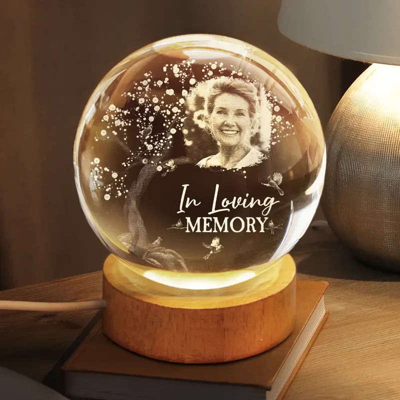 Custom Photo When You Miss Me - Personalized Crystal Globe Lamp