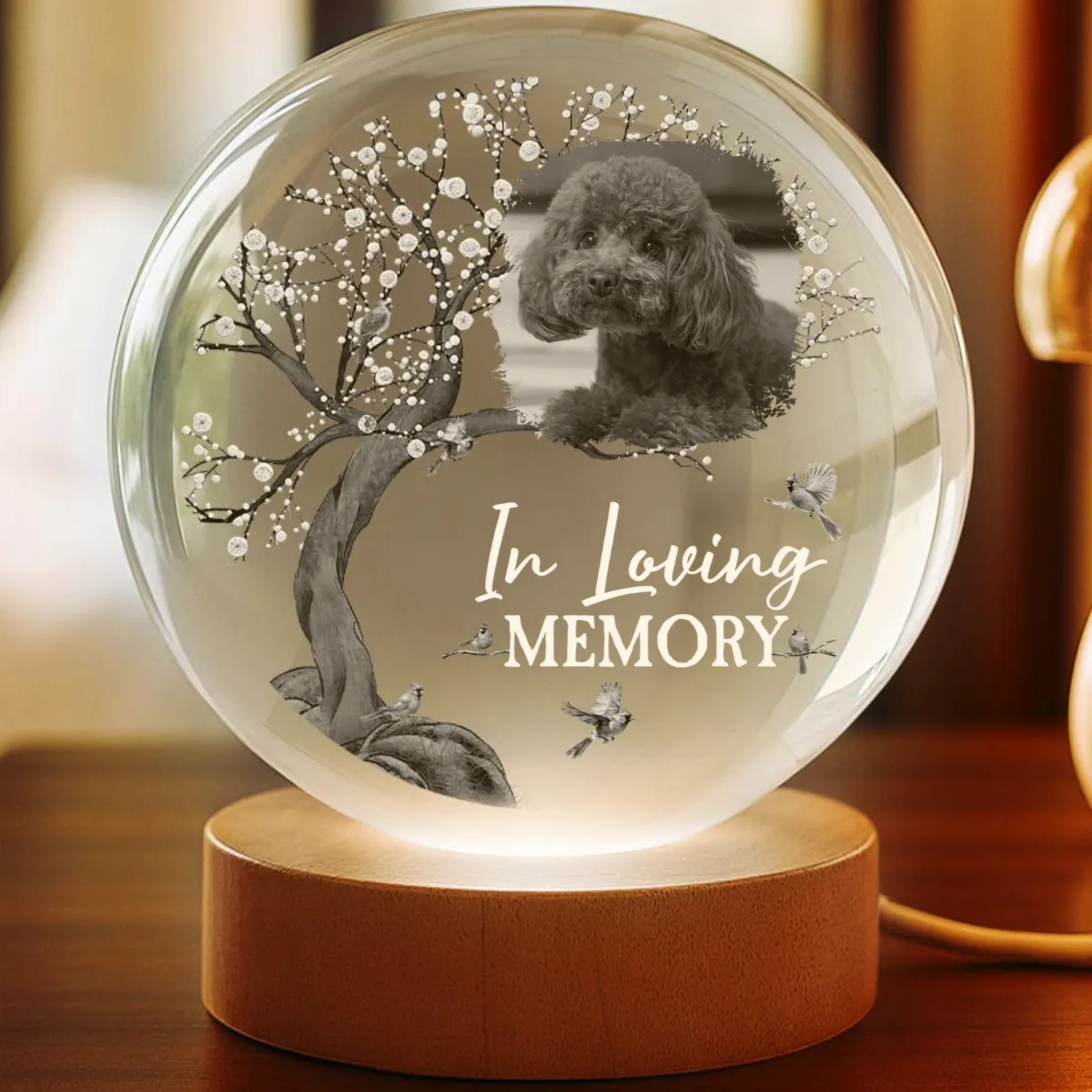 Custom Photo When You Miss Me - Personalized Crystal Globe Lamp