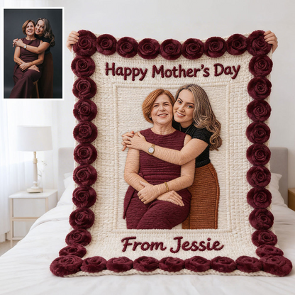 Upload Photo Embroidered Family Portrait Personalized Blanket