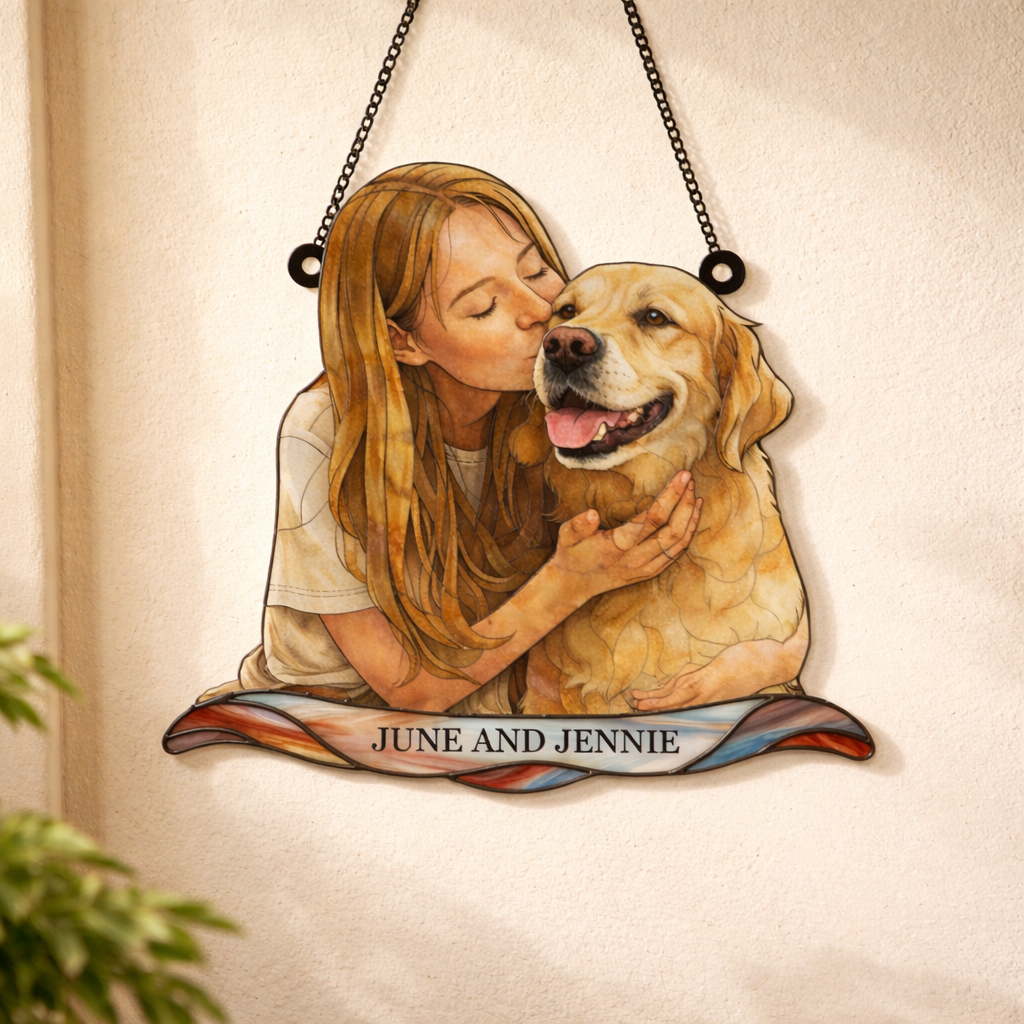 Personalized Family Portrait - Stained Glass Suncatcher for Mom on Mother's Day
