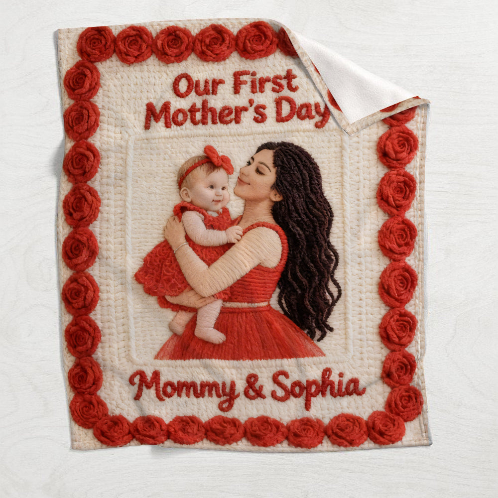 Upload Photo Embroidered Family Portrait Personalized Blanket
