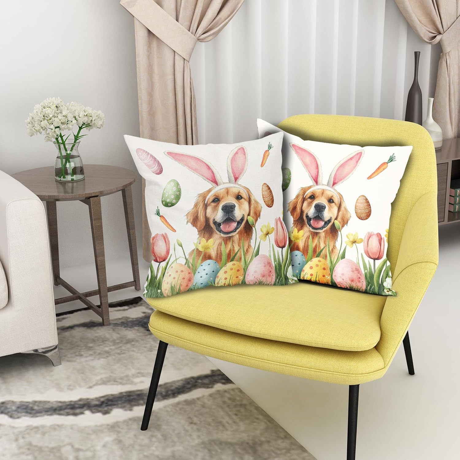 Easter Dog Cat with Bunny Ears - Personalized Pillow